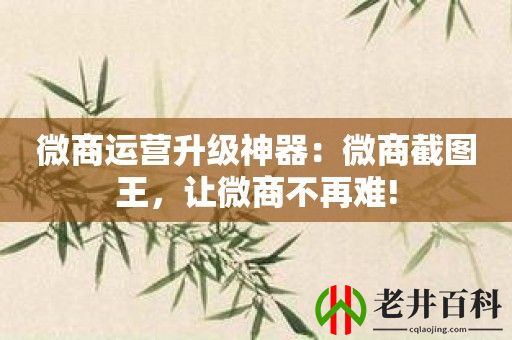 微商运营升级神器：微商截图王，让微商不再难!