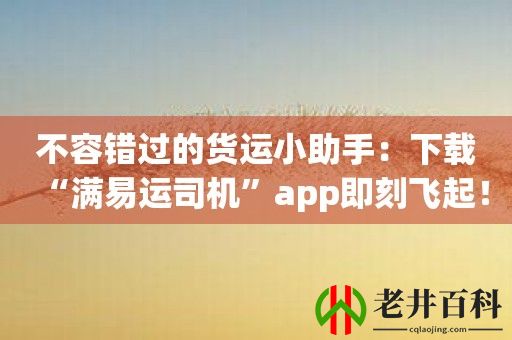 不容错过的货运小助手：下载“满易运司机”app即刻飞起！