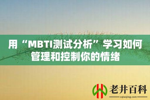 用“MBTI测试分析”学习如何管理和控制你的情绪