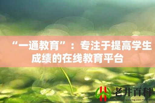 “一通教育”：专注于提高学生成绩的在线教育平台