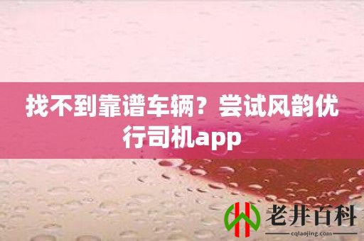 找不到靠谱车辆？尝试风韵优行司机app