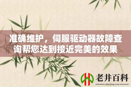 准确维护，伺服驱动器故障查询帮您达到接近完美的效果