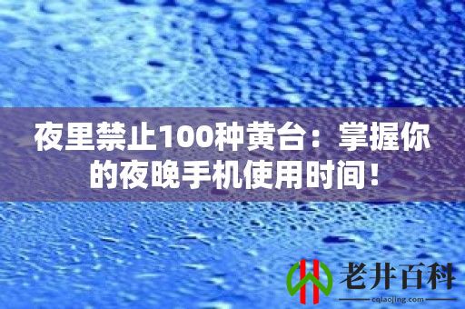 夜里禁止100种黄台：掌握你的夜晚手机使用时间！