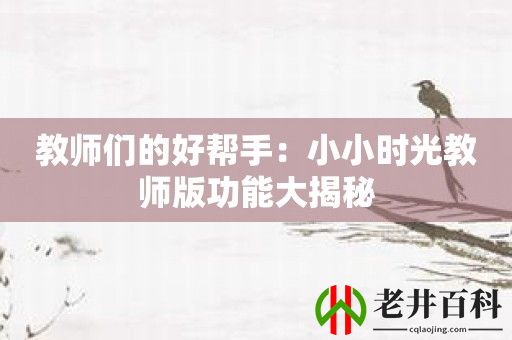 教师们的好帮手：小小时光教师版功能大揭秘