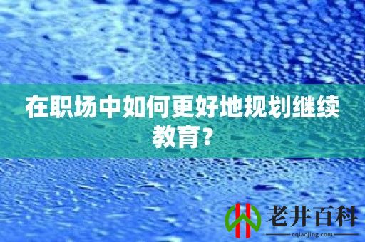 在职场中如何更好地规划继续教育？