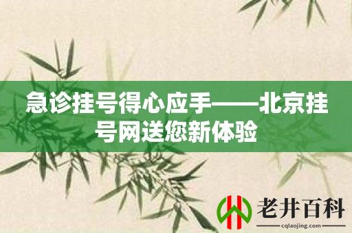 急诊挂号得心应手——北京挂号网送您新体验