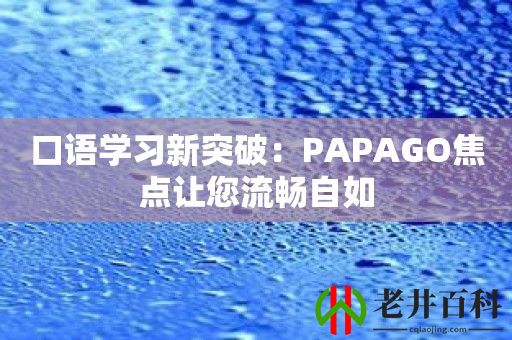 口语学习新突破：PAPAGO焦点让您流畅自如