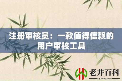 注册审核员：一款值得信赖的用户审核工具