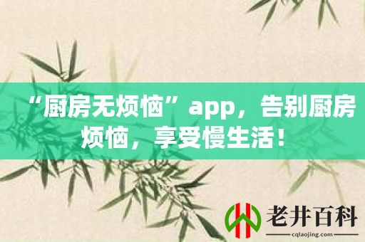 “厨房无烦恼”app，告别厨房烦恼，享受慢生活！