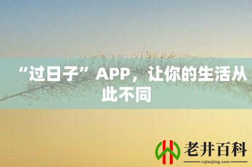 “过日子”APP，让你的生活从此不同