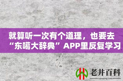 就算听一次有个道理，也要去“东噶大辞典”APP里反复学习！